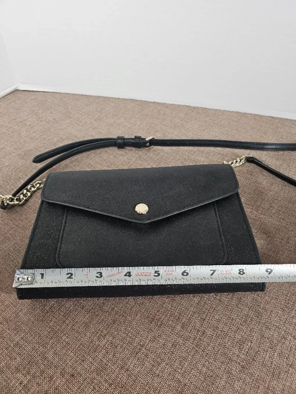 Kate Spade New York Tinsel Glitter Flap Crossbody Bag Black Envelope, Clutch